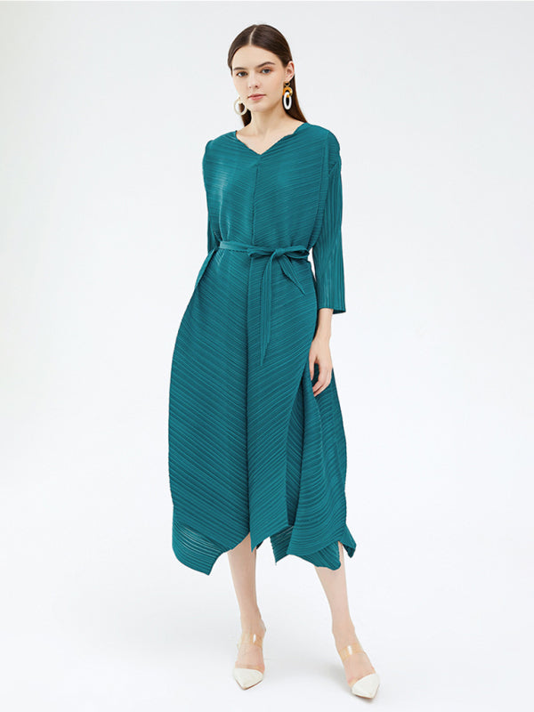 Blue Zone Planet | 3/4 Sleeve Irregular Hem Dress kakaclo