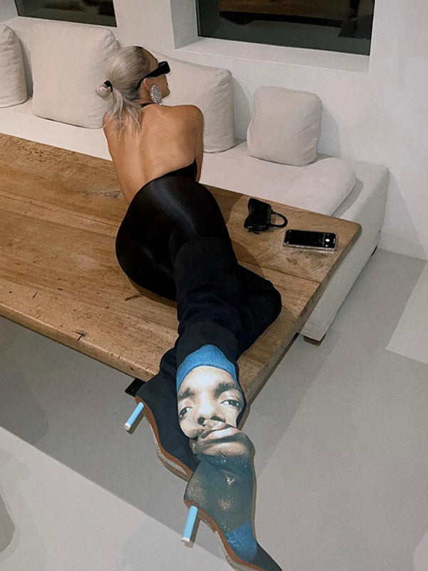 Blue Zone Planet |  solid color sleeveless hanging neck jumpsuit BLUE ZONE PLANET