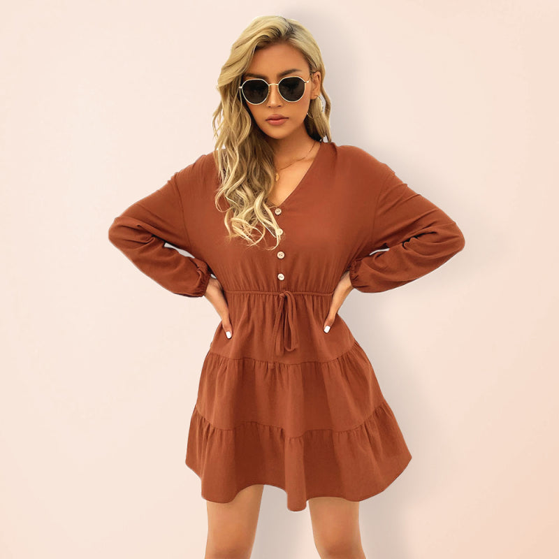 Blue Zone Planet | Women's button decorated pullover casual dress kakaclo