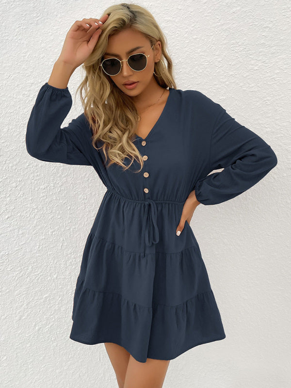 Blue Zone Planet | Women's button decorated pullover casual dress kakaclo