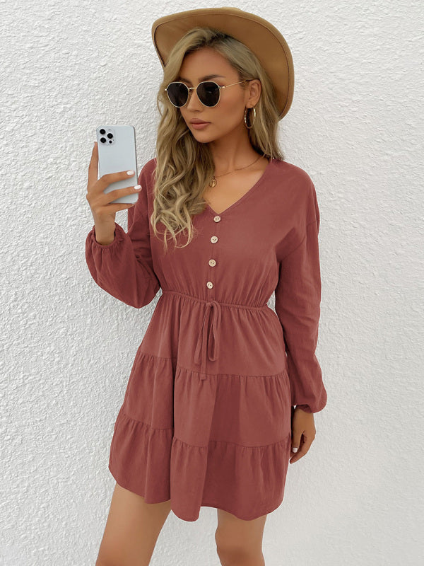 Blue Zone Planet | Women's button decorated pullover casual dress kakaclo