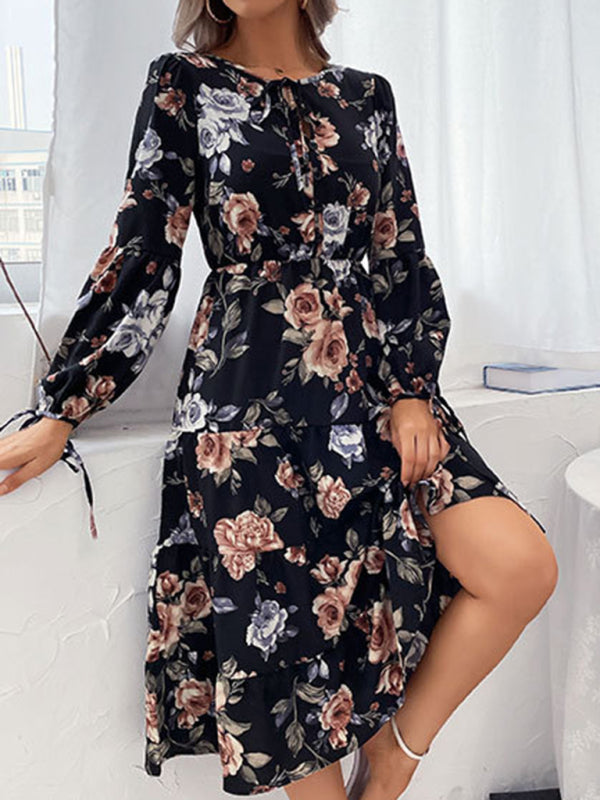 Blue Zone Planet | Floral print long-sleeved midi dress BLUE ZONE PLANET