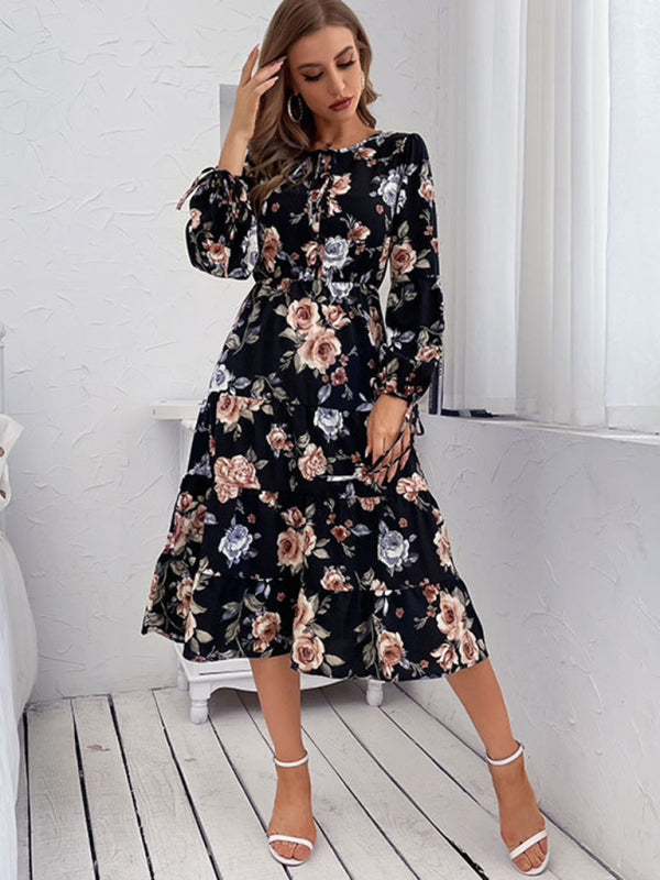 Blue Zone Planet | Floral print long-sleeved midi dress BLUE ZONE PLANET
