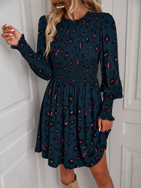 Blue Zone Planet | Lily's Floral Lantern Sleeve Ruched Top Mini Dress BLUE ZONE PLANET