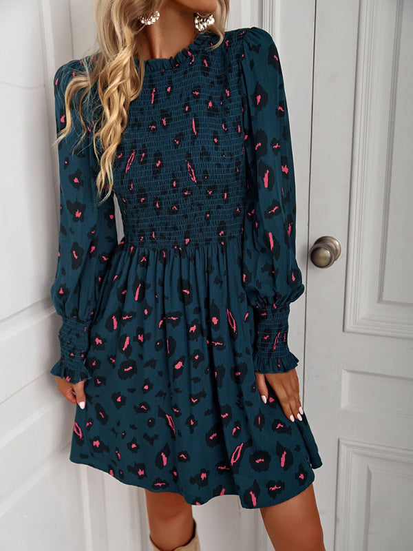 Blue Zone Planet | Lily's Floral Lantern Sleeve Ruched Top Mini Dress BLUE ZONE PLANET