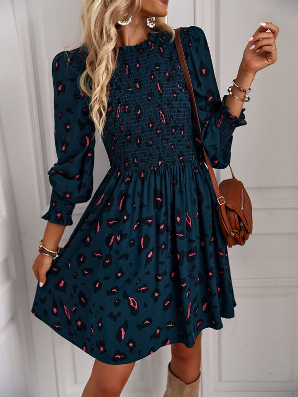 Blue Zone Planet | Lily's Floral Lantern Sleeve Ruched Top Mini Dress BLUE ZONE PLANET