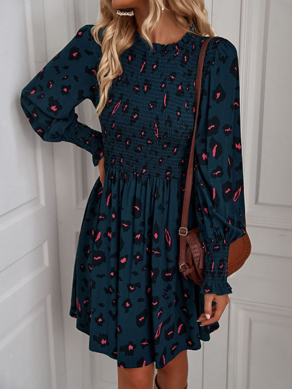 Blue Zone Planet | Lily's Floral Lantern Sleeve Ruched Top Mini Dress BLUE ZONE PLANET