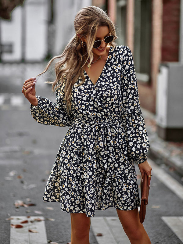 Blue Zone Planet | V-Neck Waist-Up Printed Mini Dress BLUE ZONE PLANET