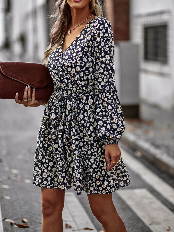 Blue Zone Planet | V-Neck Waist-Up Printed Mini Dress BLUE ZONE PLANET