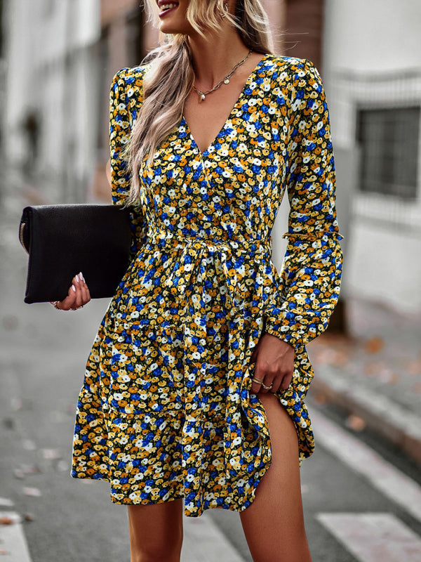 Blue Zone Planet | V-Neck Waist-Up Printed Mini Dress BLUE ZONE PLANET