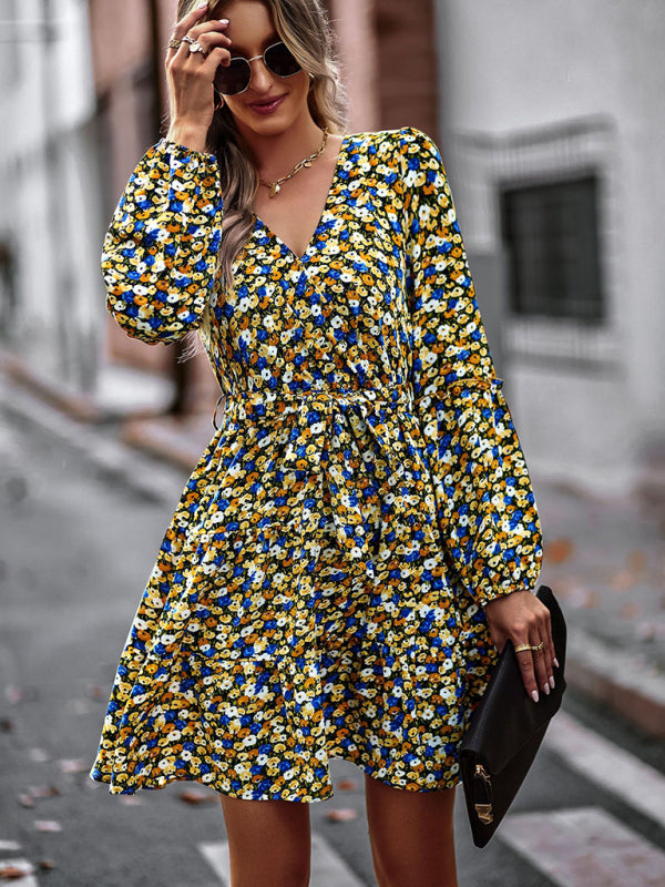 Blue Zone Planet | V-Neck Waist-Up Printed Mini Dress BLUE ZONE PLANET