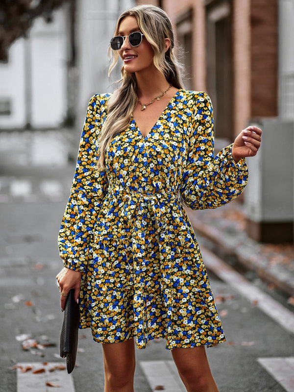 Blue Zone Planet | V-Neck Waist-Up Printed Mini Dress BLUE ZONE PLANET