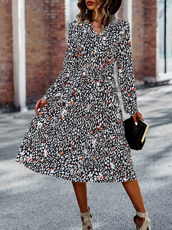 Blue Zone Planet | V-Neck Waist-Up Printed Midi Dress BLUE ZONE PLANET
