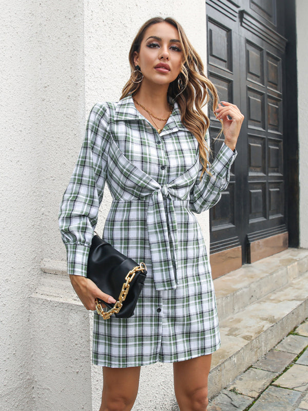 plaid shirt dresses Share Your Story Green Dress, Medium - The Mint Julep Boutique Women's Vintage Plaid Dresses Collar