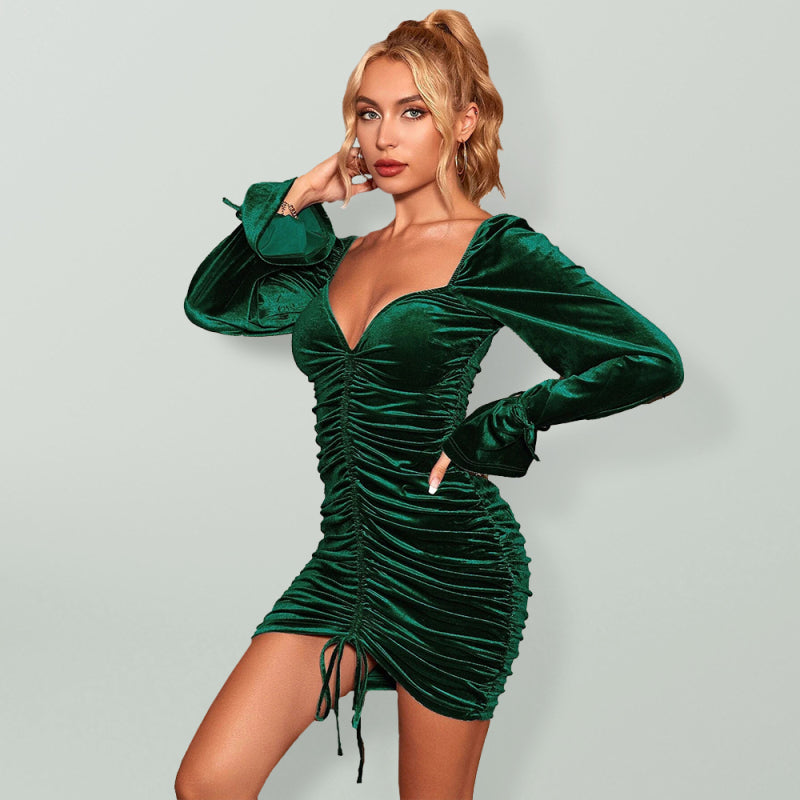 sexy dress for dinner Summer Elegant Dress For Women, Sexy Draped Waist-Cinching Light Luxury Party Evening Gown For Wedding, Vacation And Dinner