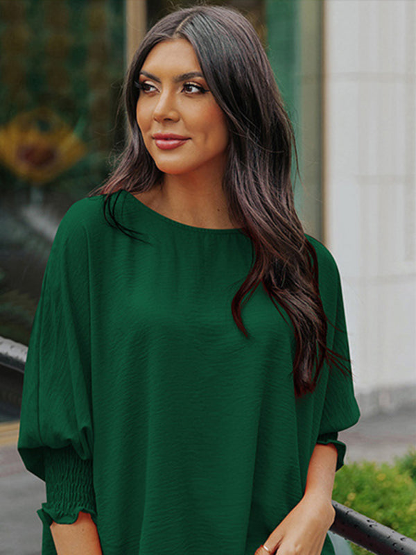 Blue Zone Planet | Solid color top spring loose mid-sleeves BLUE ZONE PLANET