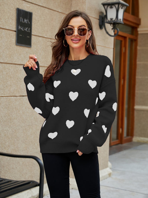 Valentine's Day Heart Pullover Knit Loose Sweater kakaclo