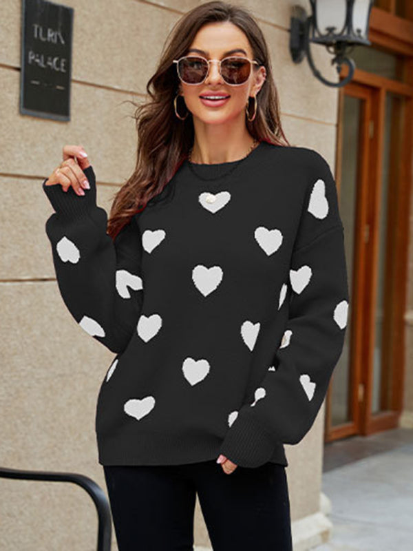 Valentine's Day Heart Pullover Knit Loose Sweater kakaclo