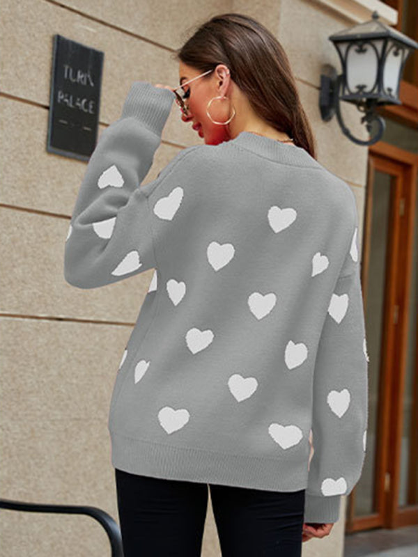 Valentine's Day Heart Pullover Knit Loose Sweater kakaclo