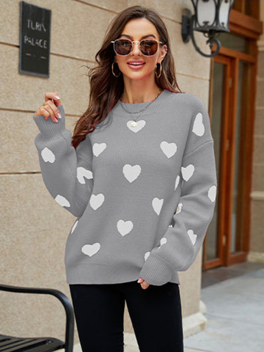 Valentine's Day Heart Pullover Knit Loose Sweater kakaclo