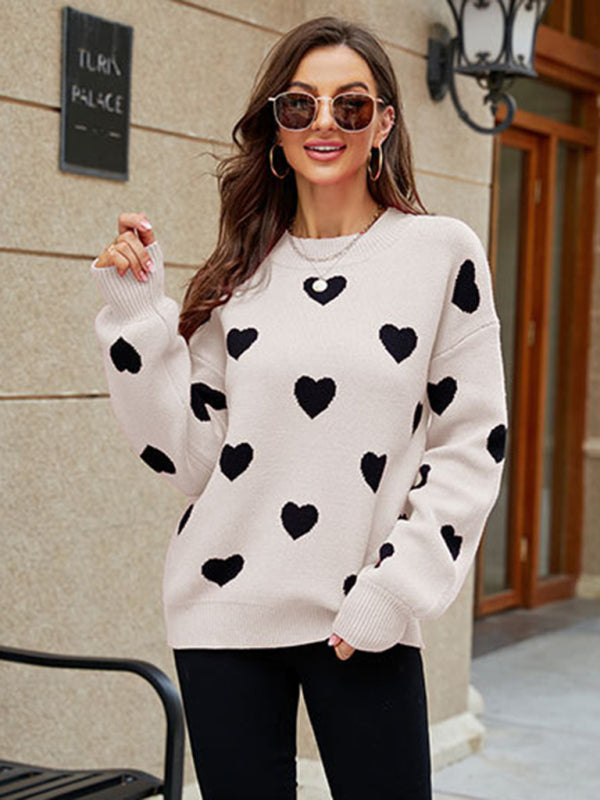 Valentine's Day Heart Pullover Knit Loose Sweater kakaclo