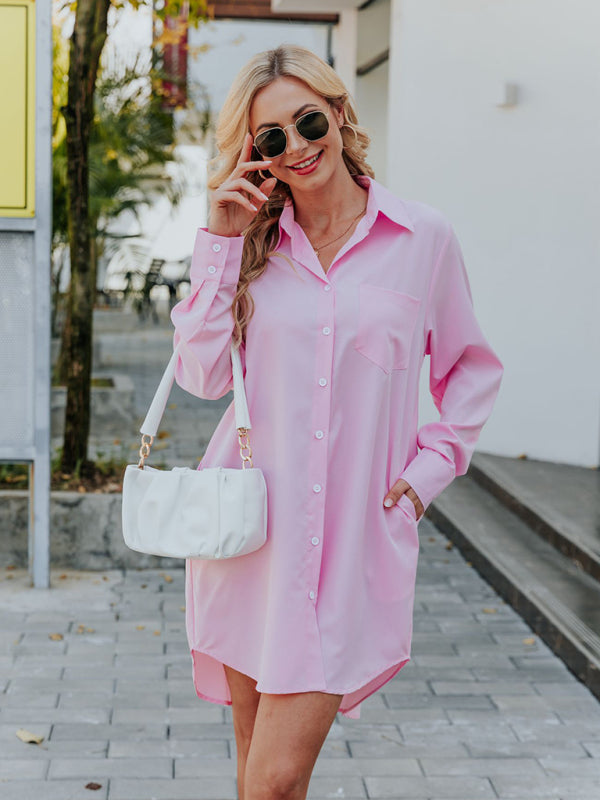 Blue Zone Planet | Mia's Long-Sleeved Mini Shirt Dress BLUE ZONE PLANET