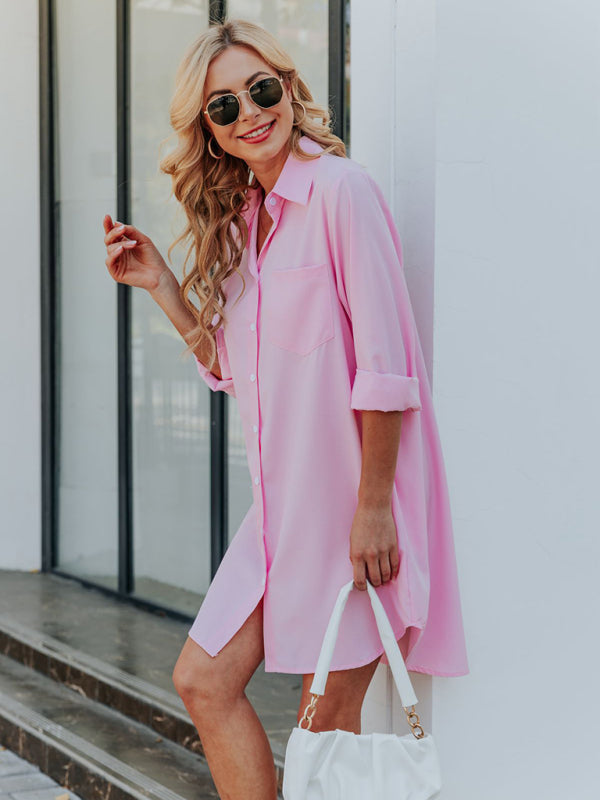 Blue Zone Planet | Mia's Long-Sleeved Mini Shirt Dress BLUE ZONE PLANET