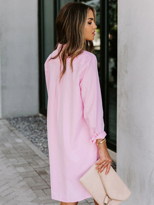 Blue Zone Planet | Mia's Long-Sleeved Mini Shirt Dress BLUE ZONE PLANET
