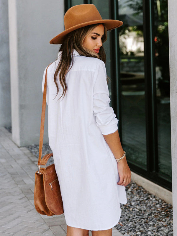 Blue Zone Planet | Mia's Long-Sleeved Mini Shirt Dress BLUE ZONE PLANET
