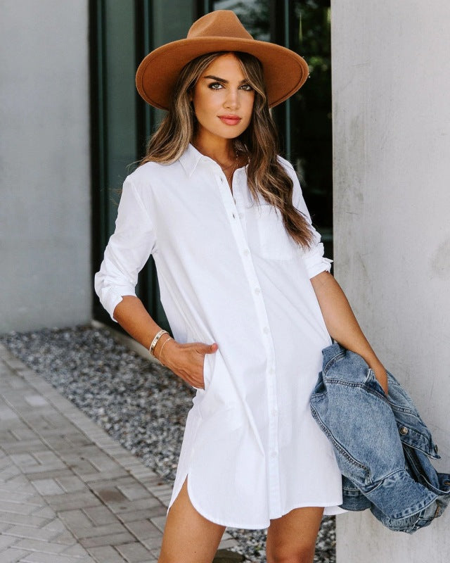 Blue Zone Planet | Mia's Long-Sleeved Mini Shirt Dress BLUE ZONE PLANET