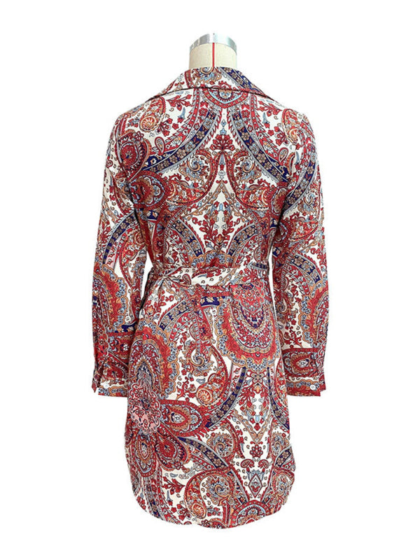 Blue Zone Planet | Lace Up Holiday Ethnic Print Dress BLUE ZONE PLANET