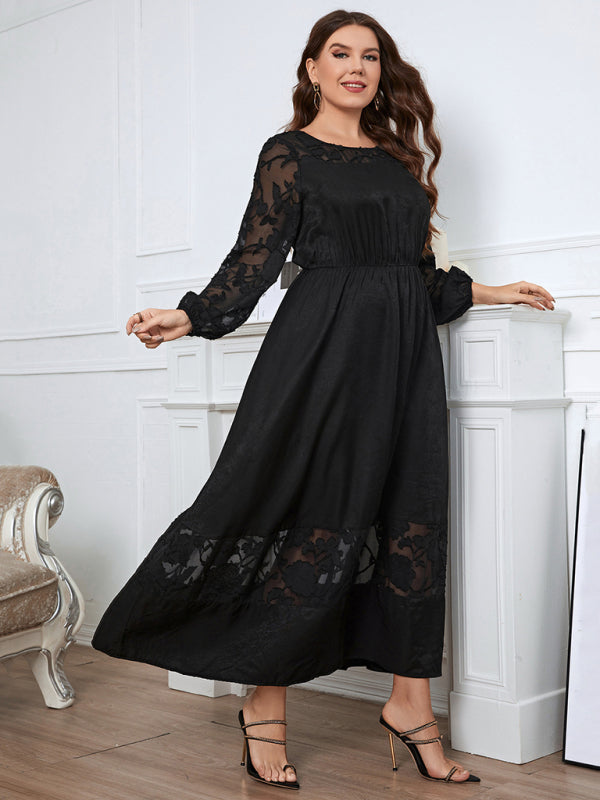 Blue Zone Planet | plus size knee length lace long sleeve dress BLUE ZONE PLANET