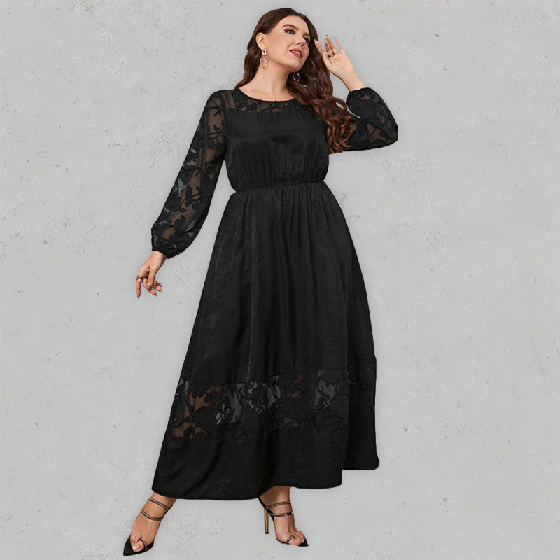 Blue Zone Planet | plus size knee length lace long sleeve dress BLUE ZONE PLANET
