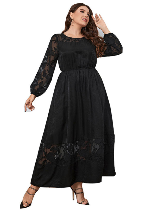 Blue Zone Planet | plus size knee length lace long sleeve dress BLUE ZONE PLANET