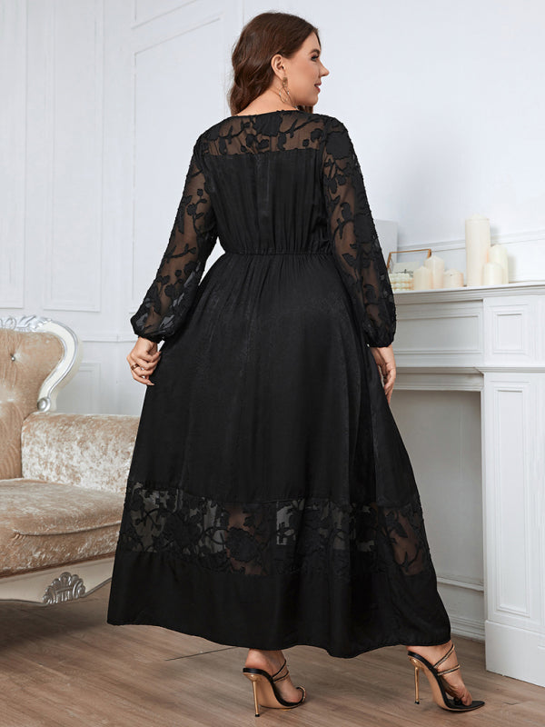 Blue Zone Planet | plus size knee length lace long sleeve dress BLUE ZONE PLANET