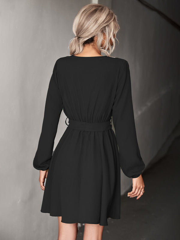 Blue Zone Planet | Fashion V-neck lace long-sleeved dress kakaclo