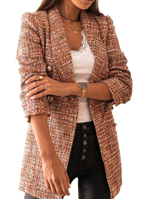 Blue Zone Planet | Long-sleeved double-breasted suit collar printed jacket BLUE ZONE PLANET