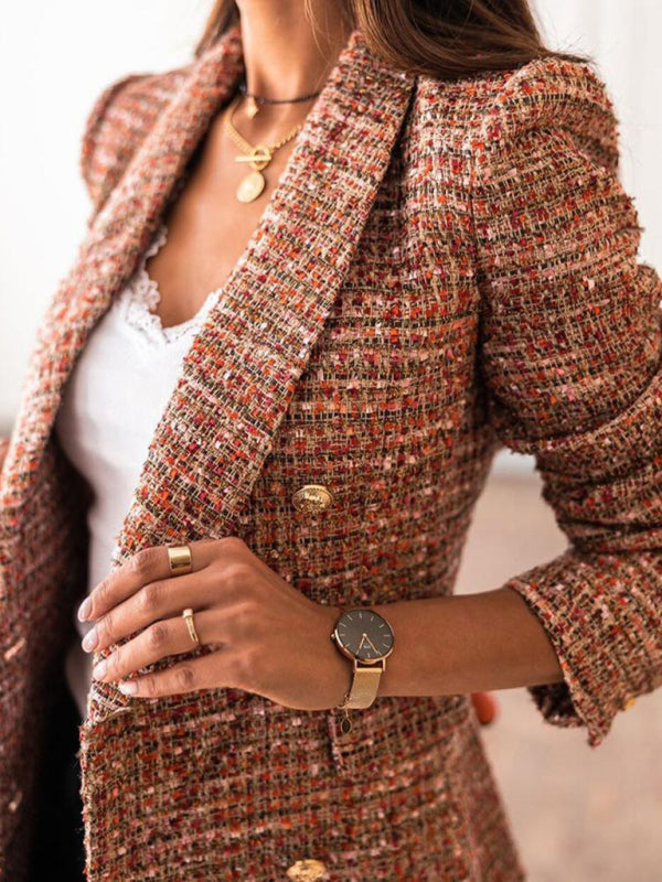 Blue Zone Planet | Long-sleeved double-breasted suit collar printed jacket BLUE ZONE PLANET