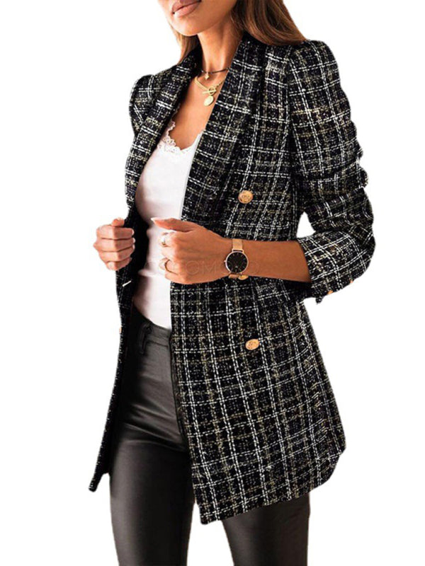 Blue Zone Planet | Long-sleeved double-breasted suit collar printed jacket BLUE ZONE PLANET