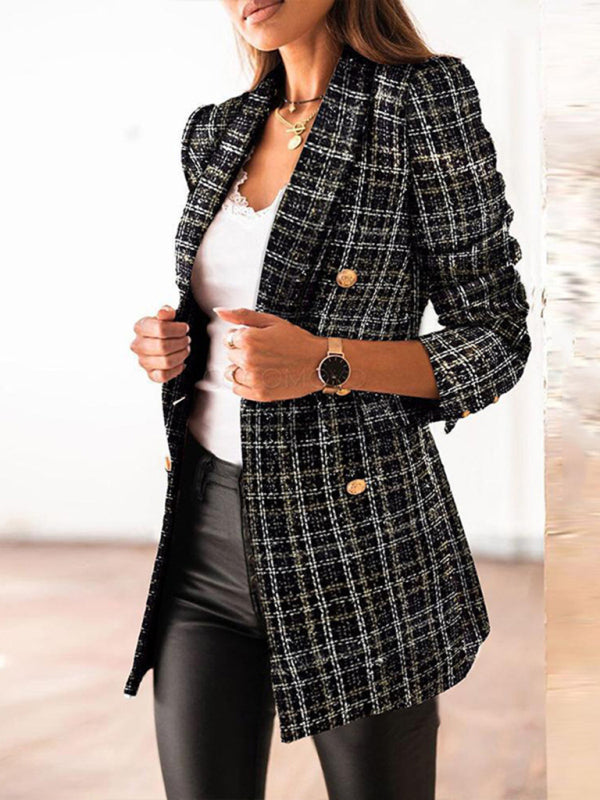 Blue Zone Planet | Long-sleeved double-breasted suit collar printed jacket BLUE ZONE PLANET
