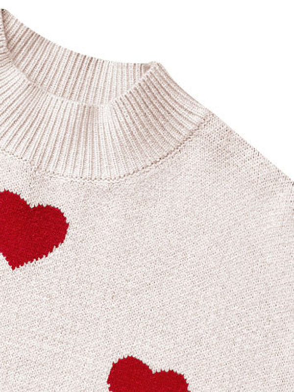 Valentine's Heart Knitwear Large Size Loose Sweater kakaclo