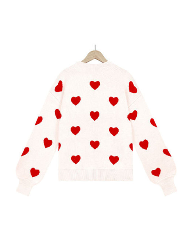 Valentine's Heart Knitwear Large Size Loose Sweater kakaclo