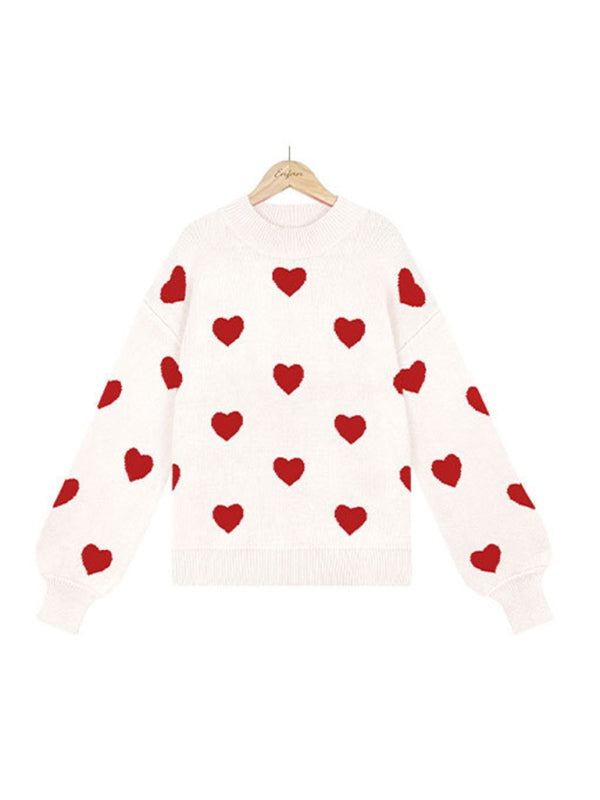 Valentine's Heart Knitwear Large Size Loose Sweater kakaclo