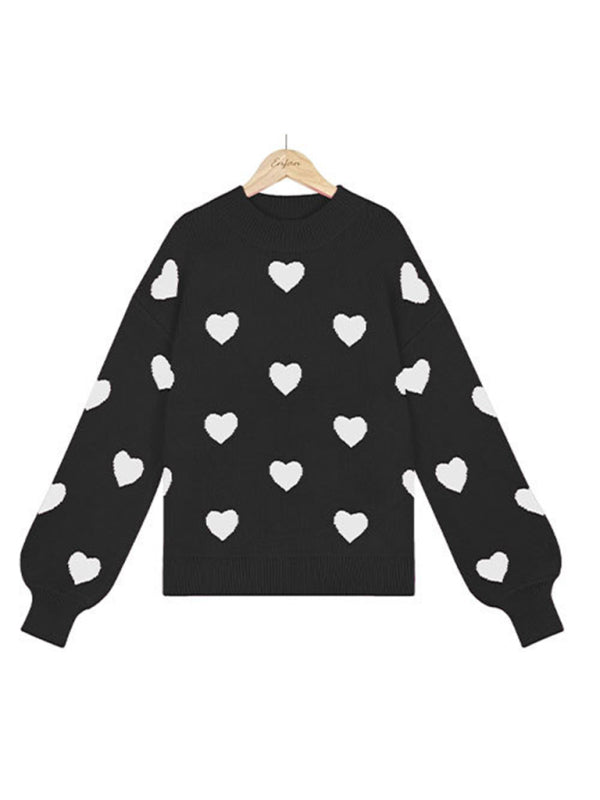 Valentine's Heart Knitwear Large Size Loose Sweater kakaclo
