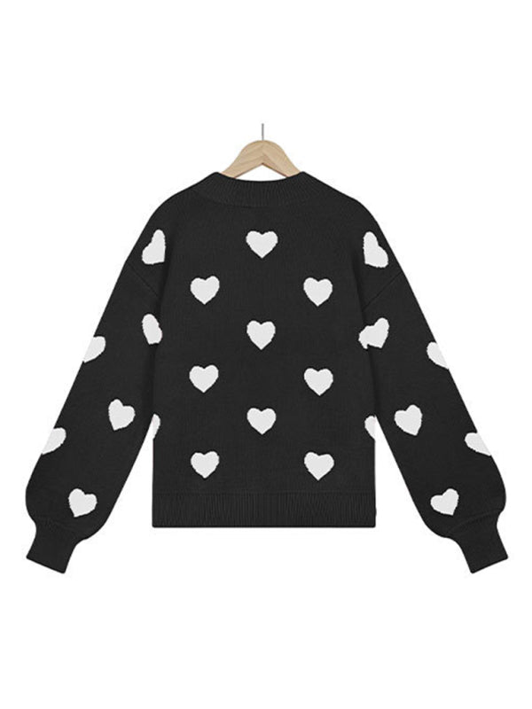 Valentine's Heart Knitwear Large Size Loose Sweater kakaclo
