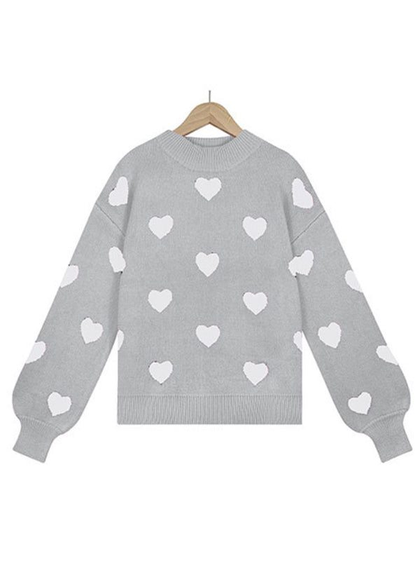 Valentine's Heart Knitwear Large Size Loose Sweater kakaclo