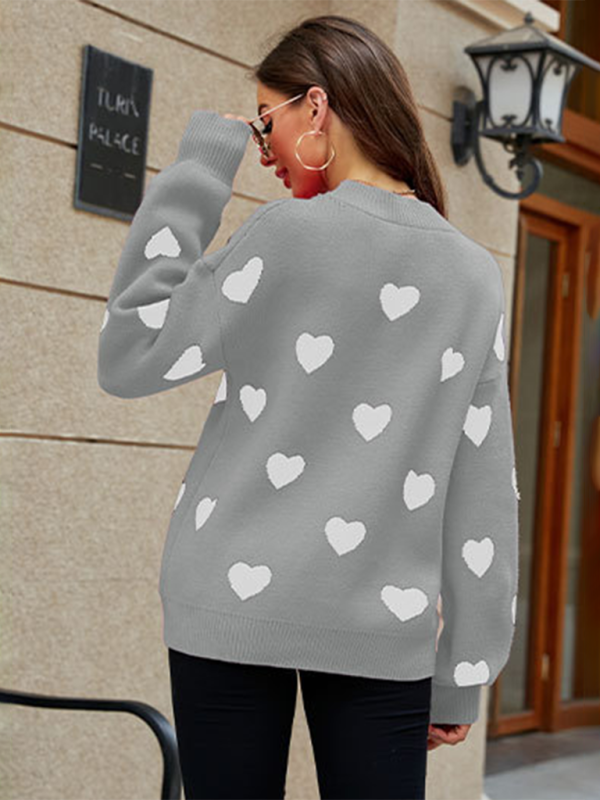 Valentine's Heart Knitwear Large Size Loose Sweater kakaclo