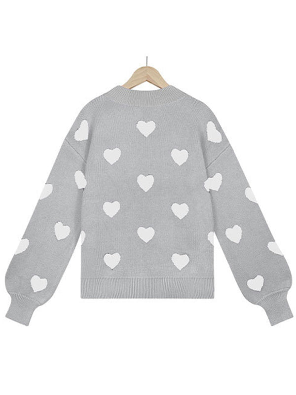 Valentine's Heart Knitwear Large Size Loose Sweater kakaclo