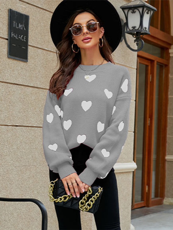 Valentine's Heart Knitwear Large Size Loose Sweater kakaclo