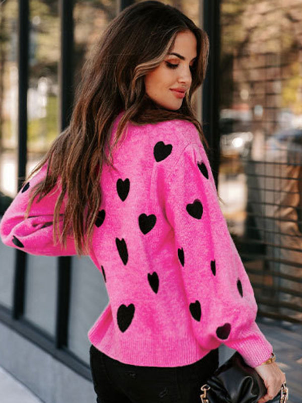 Valentine's Heart Knitwear Large Size Loose Sweater kakaclo
